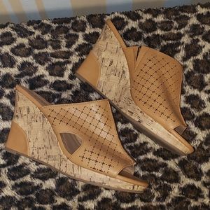 Cork wedge Open Toe Shoes